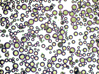 Bulk Grades of Solid Soda Lime Glass Microspheres 2.5g/cc. Optional Fluorochemical and Silane Coatings.<br>Mean Diameters 3-6um, 8-12um, 35-45um, 65-75um.